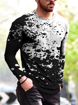 Athleisure Abstrakt Batik Digital Print Pullover T-Shirt