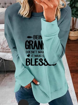 Lässig Langarm Rundhals Große Größen Print Shirts & Blusen Sweatshirts