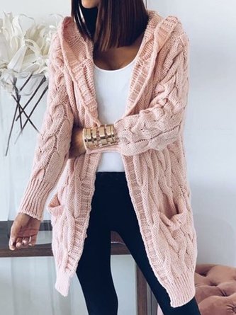 Lässig Unifarben Weit Langarm Pullover Mantel