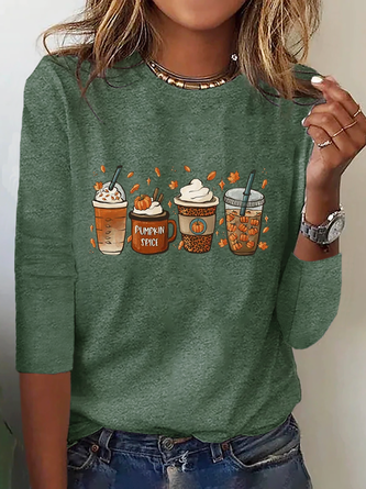 Halloween Kürbis Print Lässig T-Bluse