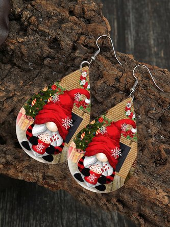 Weihnachten Leder Ohrringe Santa's Gesichtslos alt Mann Elf Muster Ohrringe
