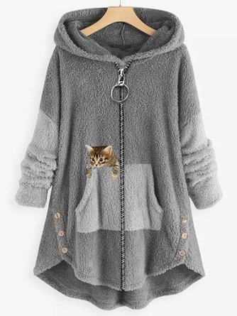 Warm Lässig Print Kapuzenpullover Lange Hoodie Herbst Winter