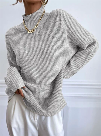 Weit Lässig Halber Rollkragen Pullover