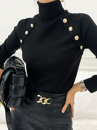 Lässig Weit Rollkragen Pullover
