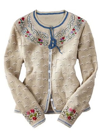 Modetalente Retro Stickerei Langarm damenmode Baumwollgemisch Pullover