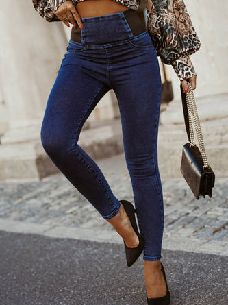 Lässig Denim Unifarben Jeans