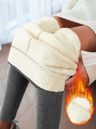 Unifarben Wärme Lässig Flaum Leggings