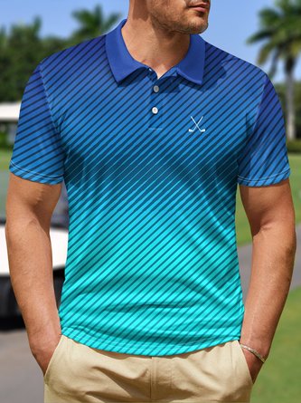 Farbverlauf Abstrakt Geometrisch Knopf Kurzarm Golf Poloshirt