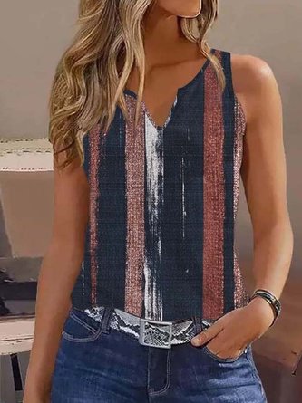 Jersey Lässig Gestreift Gekerbt Tanktop Oberteile