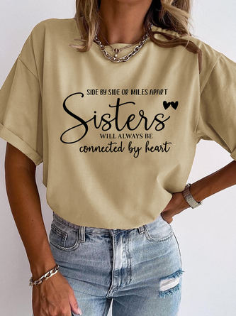 Schwestern Lässig Rundhals T-Shirt