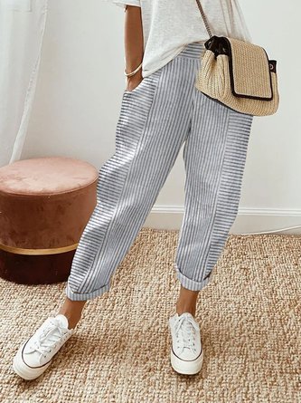Gestreift Print Lässig Weit Hose
