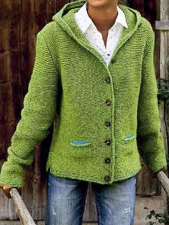 Strickjacke Pullover mit Kapuze Warm