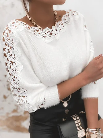 Damen Pullover Winter Casual Loose Langarm Strickpu Produktbild-Vorschau 9