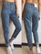Unifarben Geknöpfte Jeans aus Baumwolle Große Größen