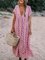 Damen Bohemian Style Sommerkleider Kurzarm Lässig Große Größen Print V-Ausschnitt Kleider