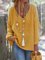 Langarm Unifarben Strickpullover mit V-Ausschnitt