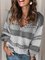 V-Ausschnitt Gestreifter Pullover mit Langarm