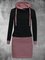 Damen Mode Pink Langarm Farbblock Lässig Kleider