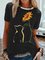 Trendige mode 2020 Print Sonnenblumen-Katzenmuster Rundhals Kurzarm Shirts