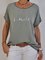 Damen Dunkelgrün Buchstabe Kurzarm Print Shirts