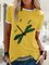 Gelb Baumwolle Kurzarm Print Patchwork Shirts & Blusen&Shirts