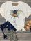 Weiß Baumwolle Rundhals Kurzarm Tier Shirts & Blusen&Shirts