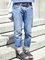 Blau Denim Unifarben Freizeithose