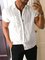 Weiß Leinen Lässig Unifarben Hemdkragen Shirts & Blusen&Shirts