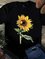 Sonnenblume Print Rundhals Kurzarm Lässig T-Shirts & Blusen&Shirts