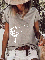 Retro Lässig Große Größen Print Kurzarm T-Stück Shirts Blusen&Shirts