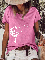 Retro Lässig Große Größen Print Kurzarm T-Stück Shirts Blusen&Shirts