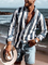 Blau Hemdkragen Baumwollgemisch Gestreift Lässig Shirts & Blusen&Shirts