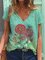 Grafik Print Kurzarm Lässig Blusen&Shirts