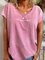 Pink Baumwollmischung Lässig Rundhals T-Shirt