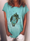 Retro Lässig Große Größen Print Kurzarm T-Stück Shirts Blusen&Shirts