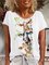 Weiß Baumwolle Kurzarm Rundhals Shirts & Blusen&Shirts