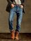 Retro Gewaschene Freizeithose aus Denim