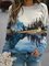 Damen Berg Print Lässige Sweatshirts mit Rundhals