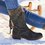 Modetalente Winterschuhe Damen Warme Stiefelette mit Schnürung aus Veloursleder