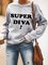 Grau Buchstabe Rundhals Langarm Shirts & Blusen&Shirts