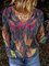 Langarm V-Ausschnitt Pullover mit Blätter Print