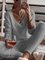 Neu Fashion Bequem Schick Langarm Gestrickt Retro V-Ausschnitt Nachtwäsche Loungewear Set