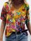 V-Ausschnitt Kurzarm Shirts mit Graffiti Liebe Malerei Print