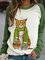 Rundhals Langarm Katze Sweatshirts