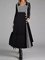 Winter Knopf Herbst Gestreifte Maxikleid mit Karree-Ausschnitt