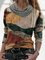 Wasserfallausschnitt Langarm Lässig Shirts & Blusen&Shirts
