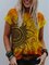 Sonnenblumen-Print V-Ausschnitt Kurzarm T-Shirts & Blusen&Shirts