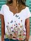 Geblümt Print Lässig Kurzarm Shirts & Blusen&Shirts