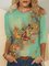Rundhals Langarm Schmetterling Print Shirts & Blusen&Shirts