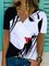 V-Ausschnitt Retro Baumwollgemisch Kurzarm Shirts & Blusen&Shirts
